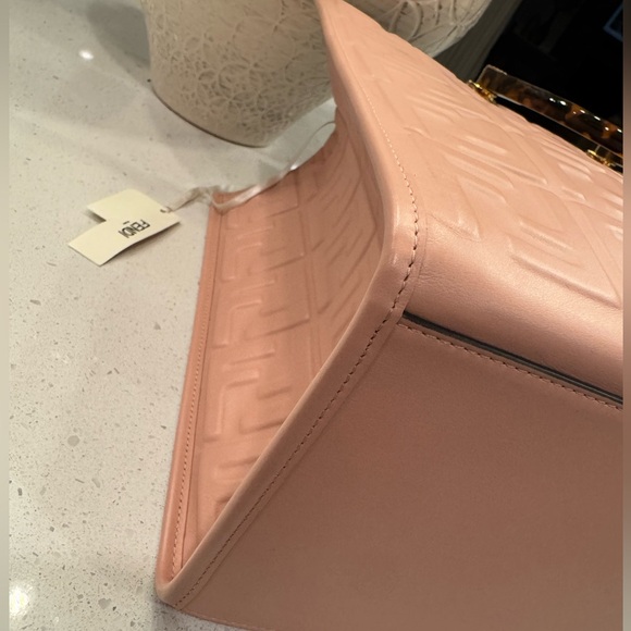 FENDI SUNSHINE EMBOSSED FF LEATHER TOTE BAG + charm - Picture 10 of 10